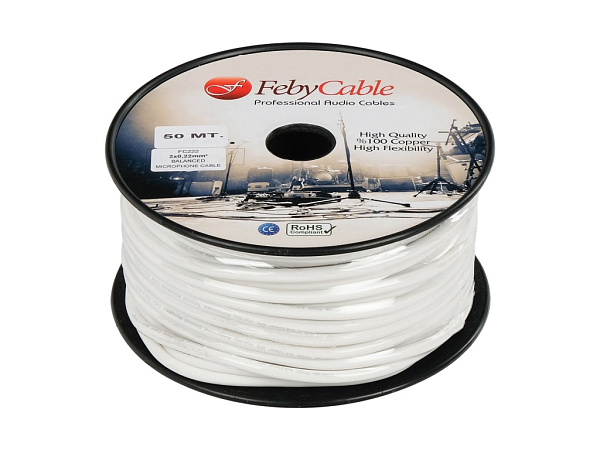 FC222WH-50 Кабель микрофонный балансный, белый, 50м, Feby Cable