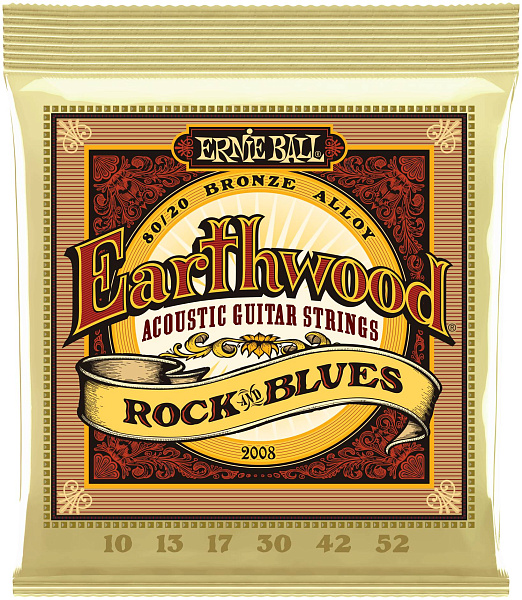 ERNIE BALL 2008 Earthwood 80/20 Bronze Rock&Blues 10-52 - Струны для акустической гитары