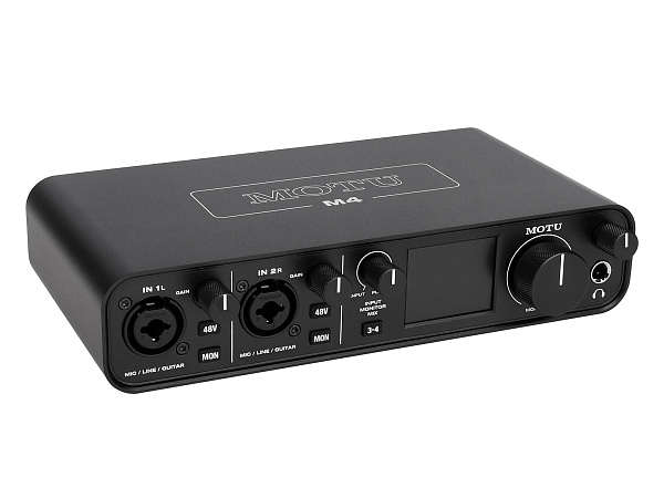 Аудиоинтерфейс USB [3140/3141] Motu [M4] АЦП/ЦАП: 24 бит/192 кГц, ЦАП ESS Sabre32 Ultra, 120 дБ, THD+N: -110 дБ, 2xCombo XLR/TRS, 2x1/4" TRS Jack входа / 4xRCA выхода, 4x1/4" TRS Jack выхода, 1/4" TRS Jack выход для наушников, MIDI, USB-C