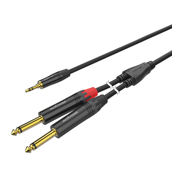 ROXTONE PACC280/3 - Премиальный аудиокабель 5.5мм (3.5мм stereo-jack Х 3мм mono-jack), 3м