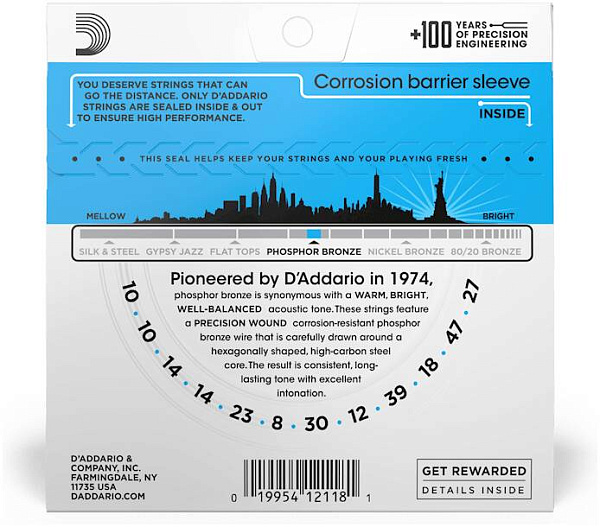 D'ADDARIO EJ38 - Струны для акустической 12-струнной гитары