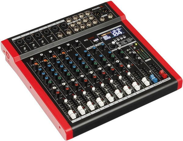 Микшерный пульт PROEL [MQ1222X] 12-ти канальный, 24 бит/48 кГц DSP, Bluetooth, медиа-плеер, 4x Combo XLR мик./лин. входа, 2x XLR+1/4" TRS (L/R) стерео мик./лин. входа, 2x XLR+1/4" TRS Main вых., 2x2 USB аудио интерфейс, 2x USB-A порта