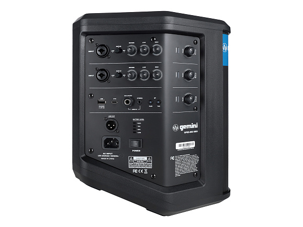 Акустическая система Gemini [GPSS-650 MKII] Активная, 2-х полосная, 50 Гц – 20 кГц, RMS/Peak 100/400 Вт, Bluetooth, TWS, EQ, Li-ion АКБ