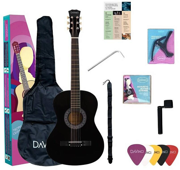 DAVINCI DF-50A BK PACK - Гитара акустическая в наборе
