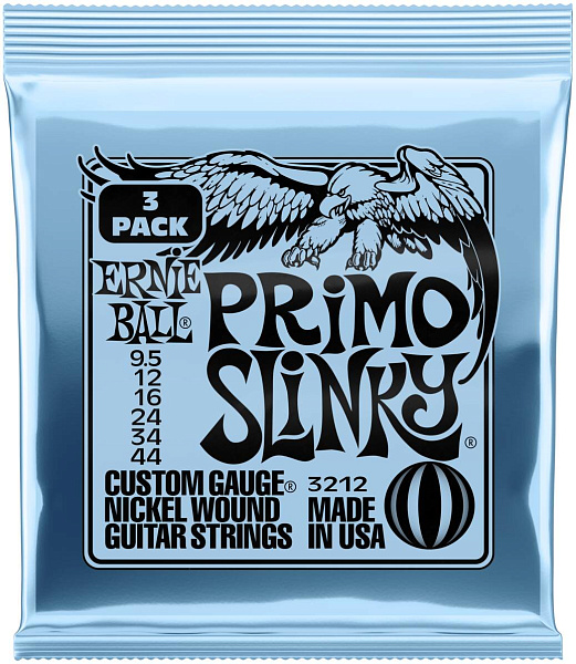 ERNIE BALL 3212 Nickel Slinky Primo 3 Pack 9.5-44 - Струны для электрогитары