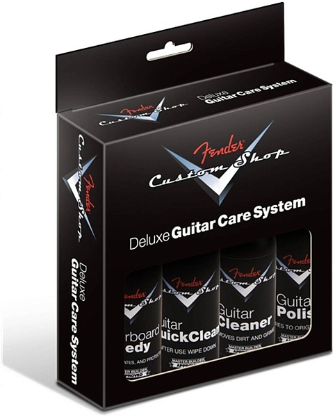 FENDER Custom Shop Deluxe Guitar Care System, 4 Pack, Black - Набор средств для ухода