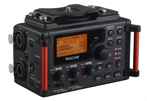 Рекордер мобильный [DR60DMK2] Tascam [DR-60DMK2] 4-х канальный, АЦП/ЦАП: 24 бит/96 кГц, 20-20000 Гц, THD: 0,02%, S/N: 92 дБ, 2xCombo XLR/TRS Jack, 2x1/8" mini Jack / 3x1/8" mini Jack, память: micro SD/SDHC, питание: 4 батареи АА, USB Mini-B