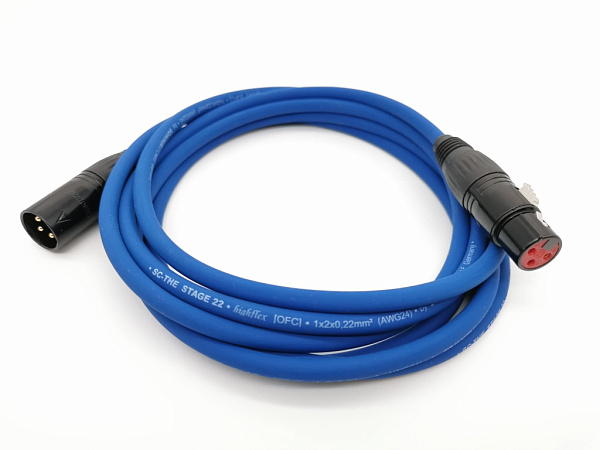 E1-XLR-M-F-0100-6 Кабель микрофонный 1м, синий, ZZcable