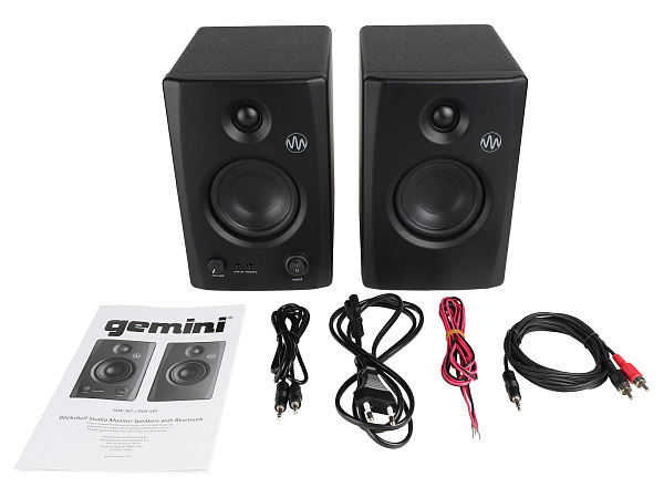 Акустическая система Gemini [SMX-3BT] Активная + пассивная АС, мощность RMS/Peak 50/100 Вт, АЧХ 60-20000 Гц, динамики: 3,5" НЧ, 0,75" ВЧ, входы: 1/4" TRS, RCA (L/R), 1/8” TRS AUX, выходы: 1/8” TRS для наушников, Bluetooth