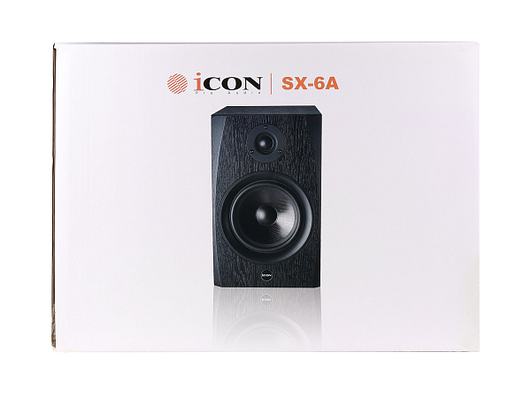 Акустическая система (студийный монитор) [10105022011-P] Icon [SX-6A (пара)] активный, 2-х полосный, частоты 40-21000 Гц, кроссовер 2,6 кГц, 1" ВЧ динамик, 6,5" НЧ динамик, усилители ВЧ 40 Вт, НЧ 80 Вт, входы XLR, RCA