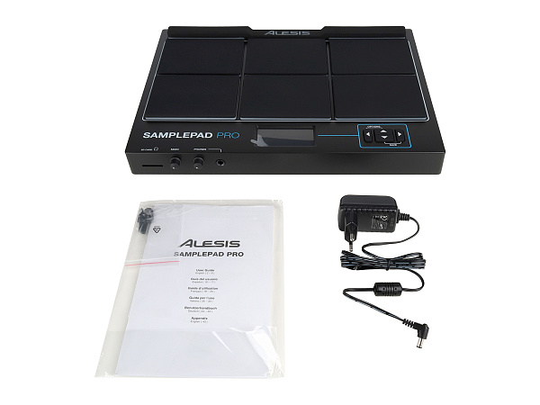 Барабанный  MIDI контроллер [SAMPLEPADPROXEU] Alesis [SamplePad PRO] 8 прорезиненных пэдов с подсветкой, входы для педалей Hi-Hat и Kick, ЖК дисплей с подсветкой, MIDI-выход и вход, стереовыход 2 ? TRS, AUX-вход, выход на наушники, SD, USB
